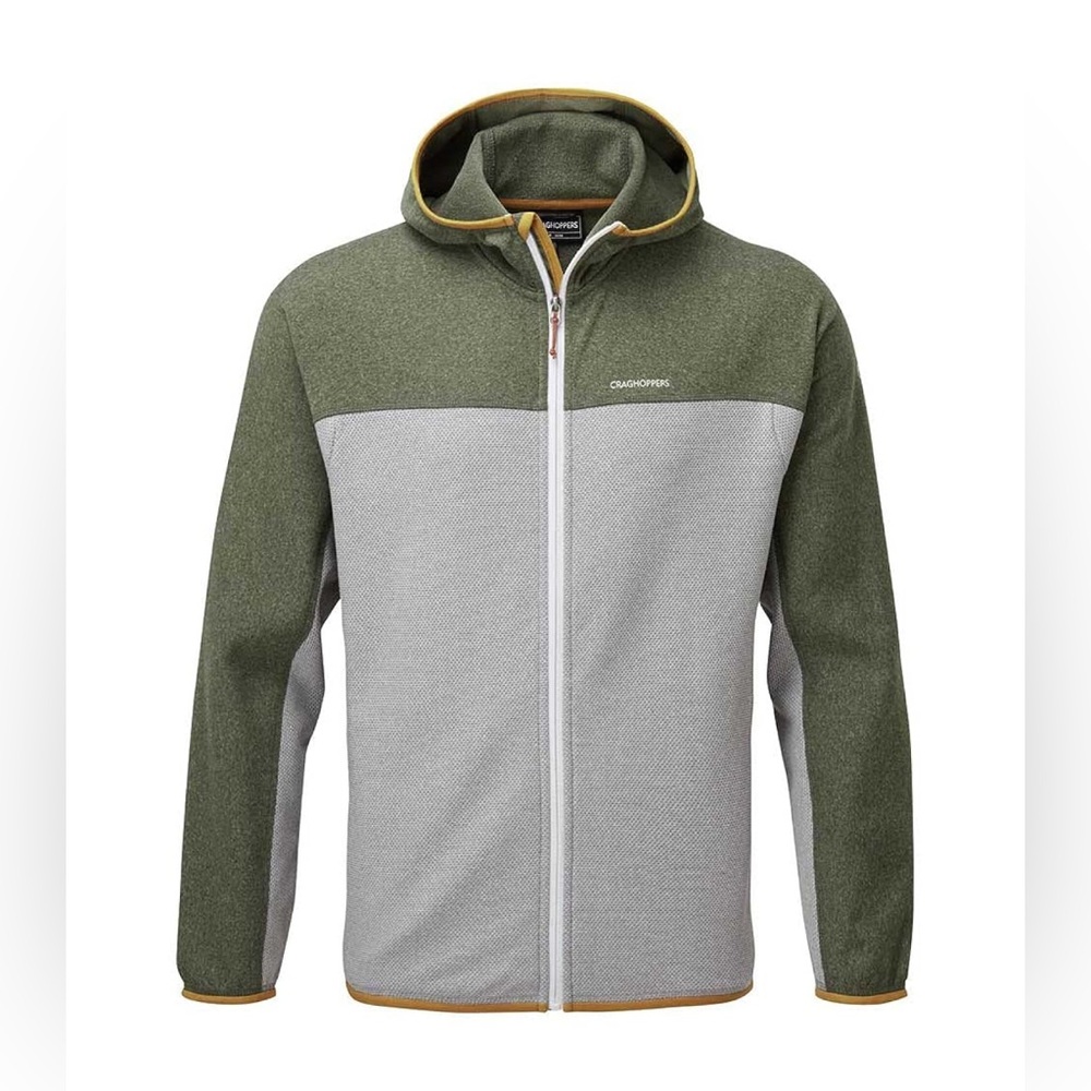 Craghoppers Galway Hooded Zip Fleece Jacket in Grey & Green, size XL